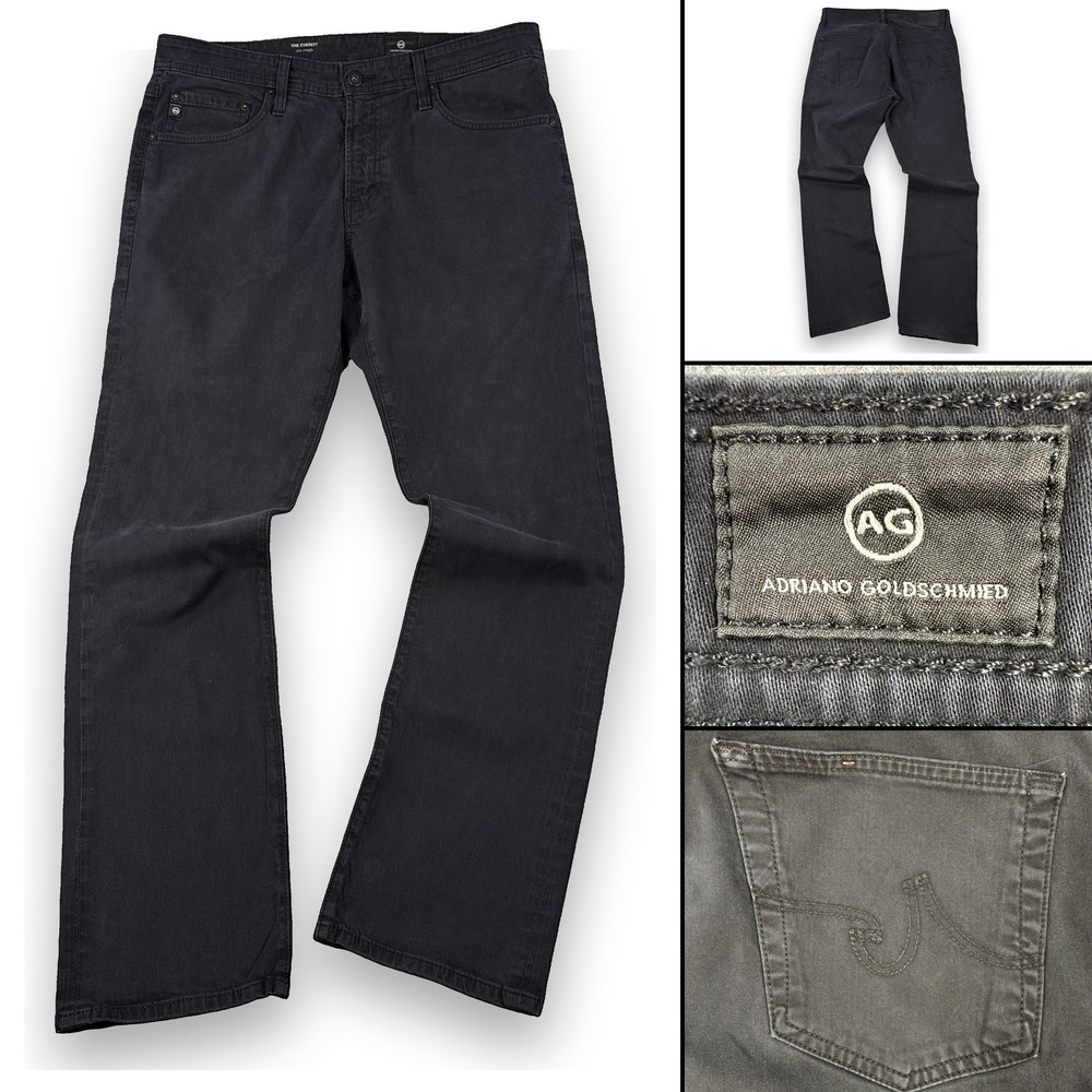 AG Adriano Goldschmied The Everett Pants Mens 34x32 Black Slim Straight Chino